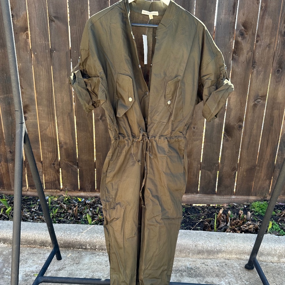 olive green pant romper cargo jumpsuit